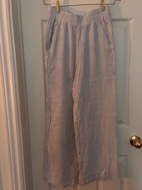 Dex Light Blue & White Striped Wide-Leg Pants